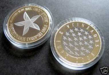 Фотоий: надувательство монетки 3EUR COMMEMORATIVES SLOVENIE 2008