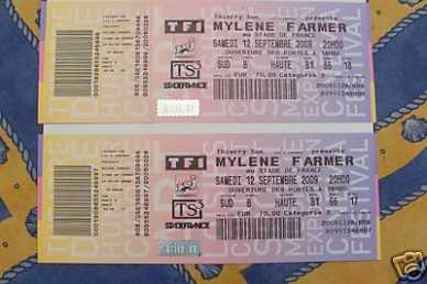 Фотоий: надувательство билеты согласия CONCERT MYLENE FARMER 12/09/09 SDF - PARIS SDF