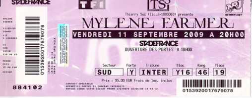 Фотоий: надувательство билеты согласия CONCERT MYLENE FARMER - STADE DE FRANCE