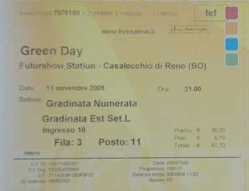 Фотоий: надувательство билеты согласия GREEN DAY - BOLOGNA