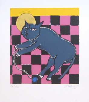 Фотоий: надувательство картины и чертежи GUILLAUME CORNEILLE - LITHOGRAPHIE ORIGINALE CHAT