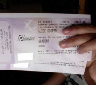 Фотоий: надувательство билеты согласия CONCERT D'ALICE COOPER - ZENITH PARIS