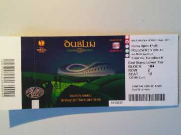 Фотоий: надувательство билеты спорта FINAL UEFA CUP CAT1  BLOCK104 - DUBLIN