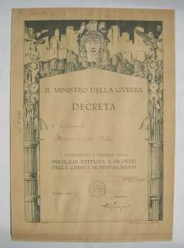 Фотоий: надувательство медали/badges/voinskie предметы BREVETTO DELLA MEDAGLIA INTERALLEATA / ANNO 1924 - воинское украшение