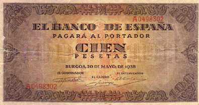 Фотоий: надувательство штемпеля/почтовые карточки BILLETE DE 100 PESETAS BANCO DE BURGOS BC