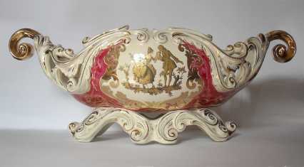 Фотоий: надувательство керамика GRANDE FRUTTIERA DI CERAMICA IN STILE ROCOCO