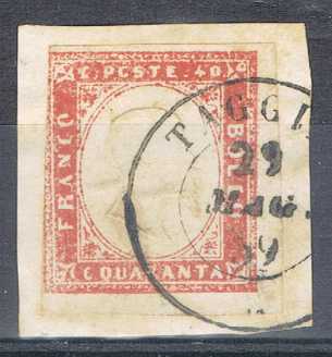 Фотоий: надувательство штемпеля/почтовые карточки 1859 SARDAIGNE: 40 C. NO: 16BB S/FR. (C. 425 <span title=