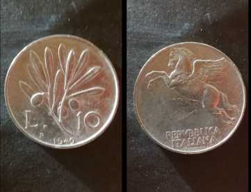 Фотоий: надувательство монетки 10 LIRE 1949