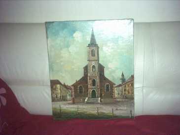 Фотоий: надувательство картины и чертежи PEINTURE  SUR TOILE EGLISE DE PATURAGES SIGNEE