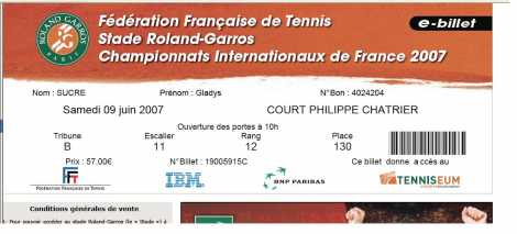 Фотоий: надувательство билеты спорта ROLAND GARROS - PARIS