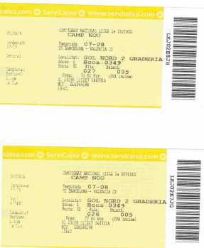 Фотоий: надувательство билеты согласия VENDO 2  ENTRADAS F.C. BARCELONA-VALENCIA 4 MAYO - BARCELONA, NOU CAMP