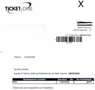 Фотоий: надувательство билеты согласия KISS 13 MAGGIO VERONA VENDO 4 BIGLIETTI - VERONA